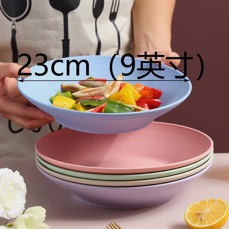 Thickened Wheat Straw Salad Bowl Creative Colorful Plastic Bowl Home Japanese Style Dessert Bowl Fruit Snack Basin