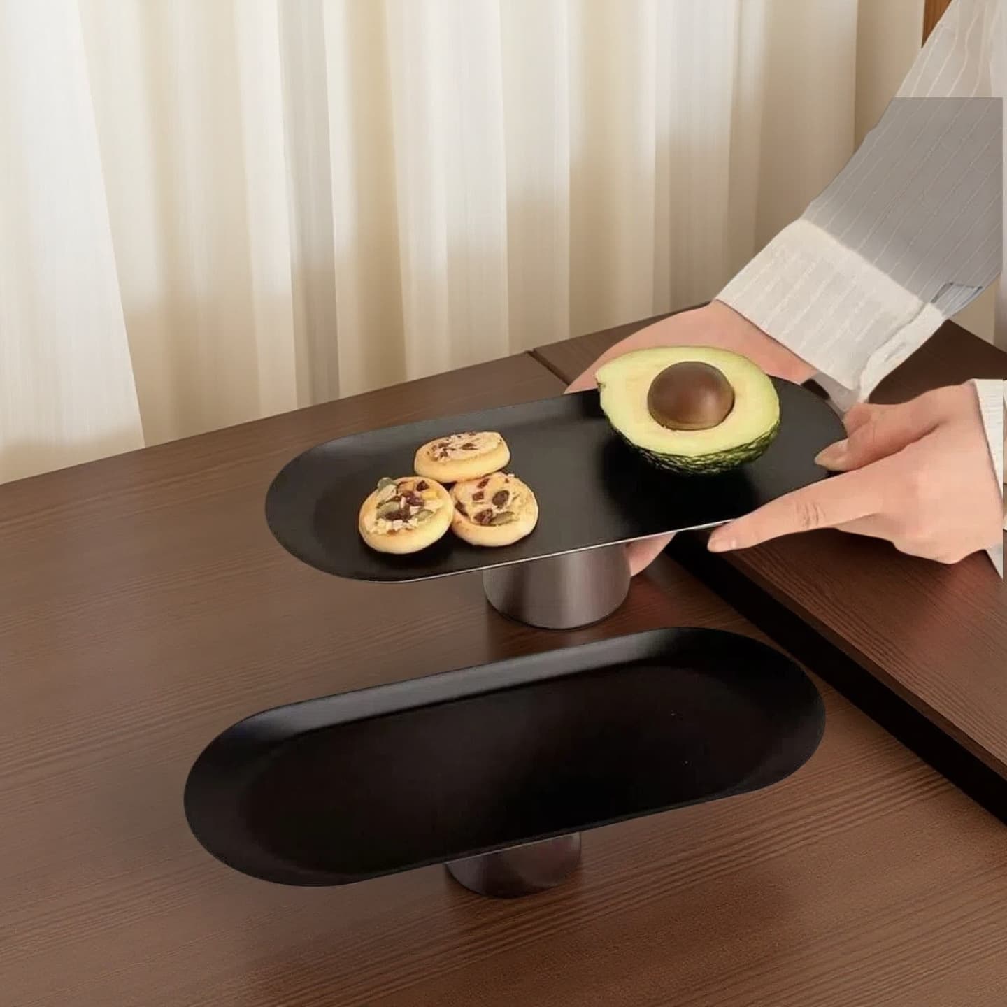 Elegant Light Luxury High-Footed Fruit Tray for Living Room Coffee Table, Exquisite Dried Fruit and Snack Tray, Nordic Style Fruit Bowl