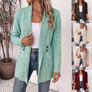 2026 Women's Casual Double-Breasted Belted Cardigan, Lazy Style Versatile Mid-Length Sweater for Amazon & Independent Sites