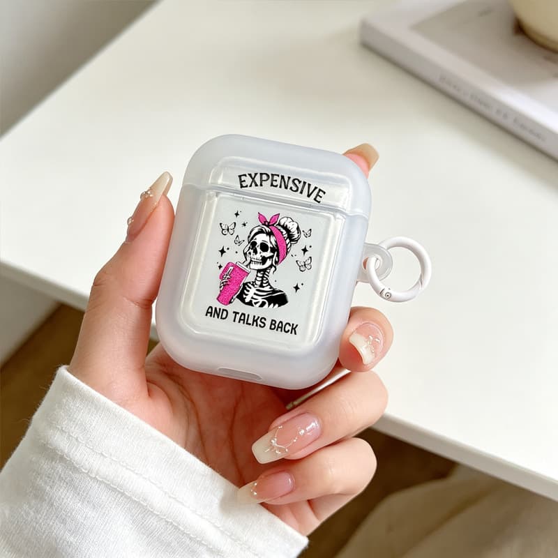 Transparent Skull Exquisite Girl Case for Apple AirPods 1/2/3 Generation Protective Cover Pro Bluetooth Headset