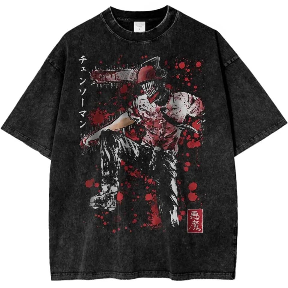 Chainsaw Man Makima Shirt Chainsaw T-Shirt Anime Shirt Vintage Men's T-Shirt Cotton Casual Sports Short Sleeve T-Shirt for Men