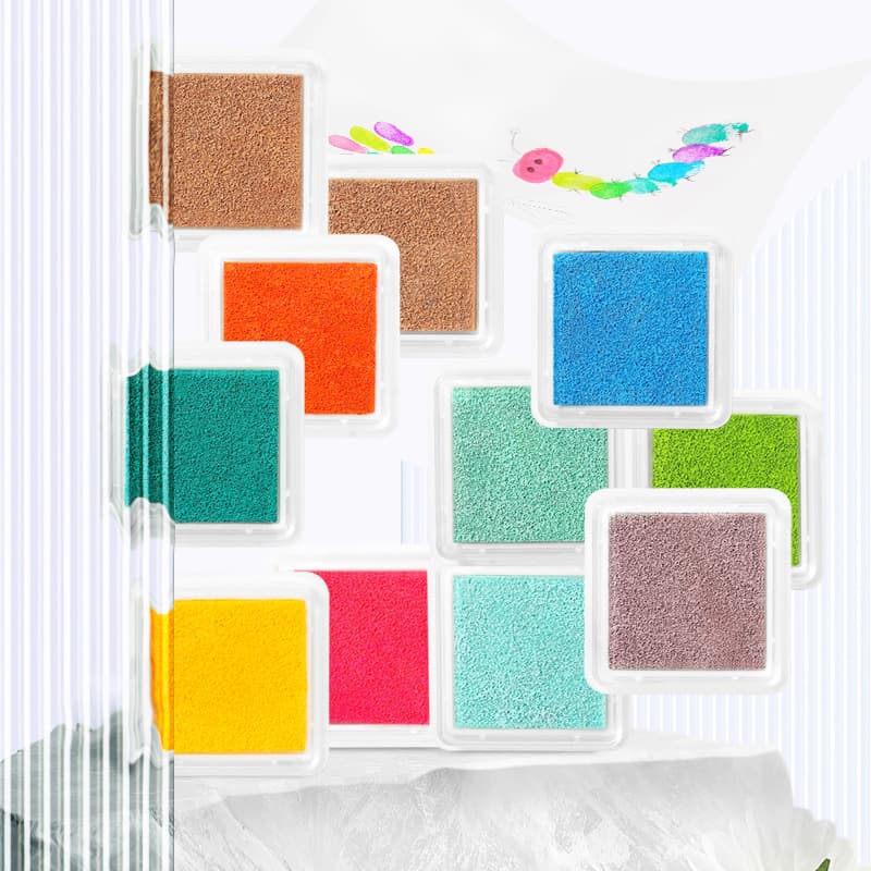 Children's 3*3cm finger painting inkpad, doodle journal colored inkpad, DIY rubber stamp, square palm painting wholesale