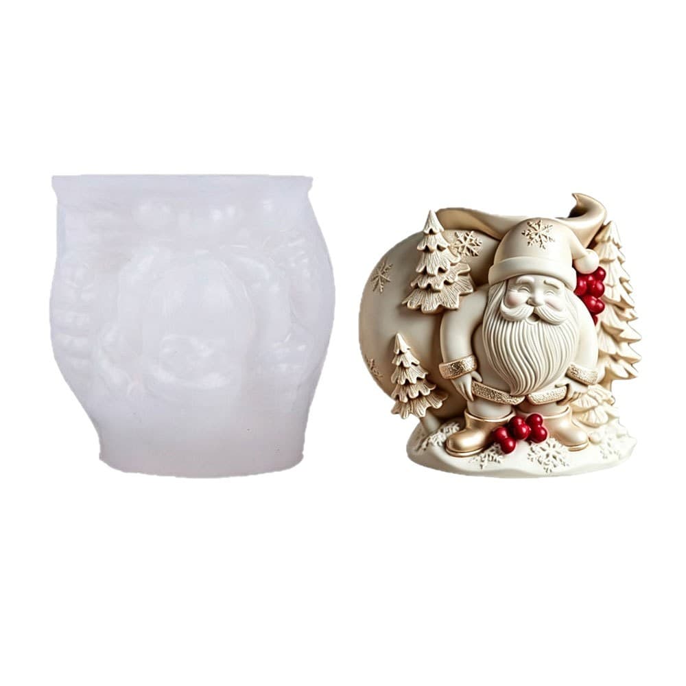 Santa Claus shaped scented candle cup silicone mold DIY epoxy storage jar small vase handmade grinding tool