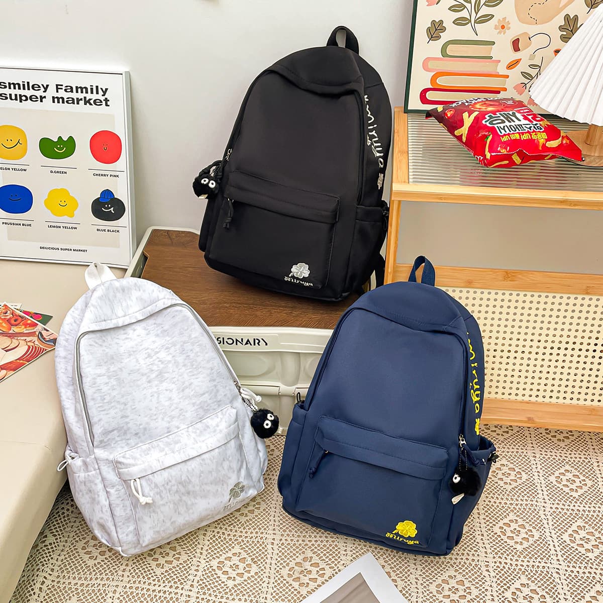 Street trendy cool simple black backpack for men and women large capacity lightweight simple 2026 new student campus bag