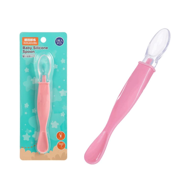 Duoladuo Baby Silicone Spoon Baby Tableware Feeding Spoon Soft Silicone Tip Soup Spoon 6101