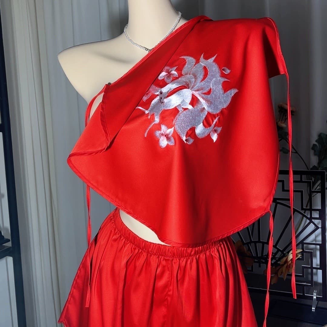 Suzhou Embroidery Bellyband, Sexy and Alluring Adult Lingerie for Your Zodiac Year, Double-Layer Chinese Style Nightgown, Red Bellyband