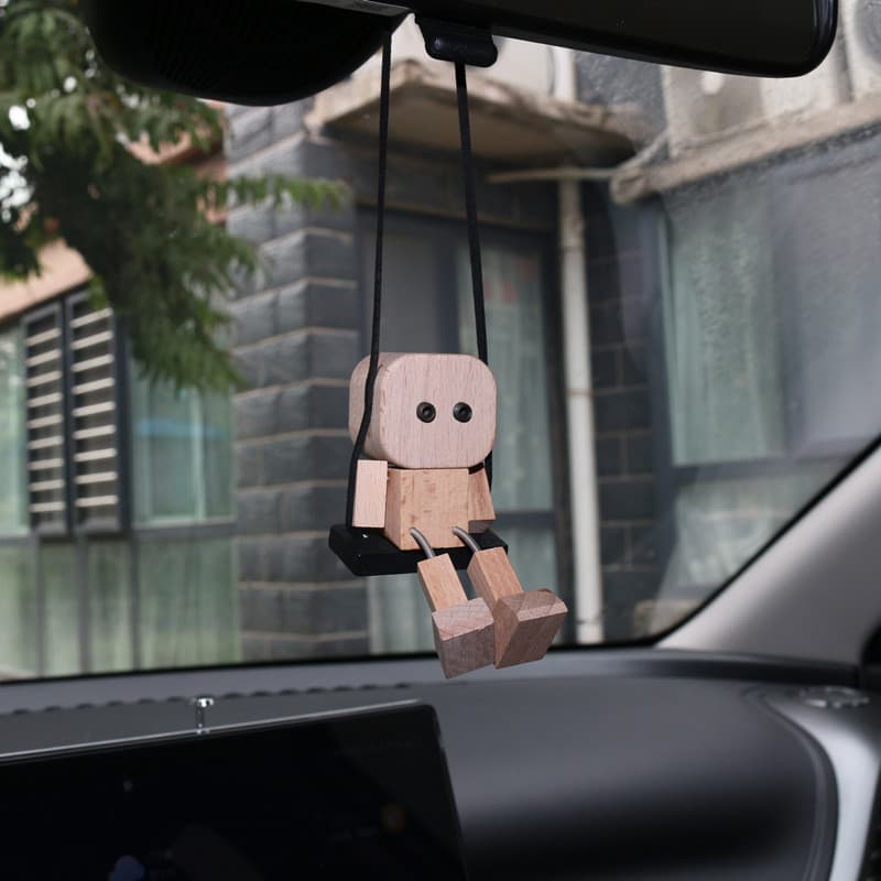 Amazon leg-shaking wooden man car rearview mirror pendant decorative ornaments leg-shaking wooden man car ornaments diffuser
