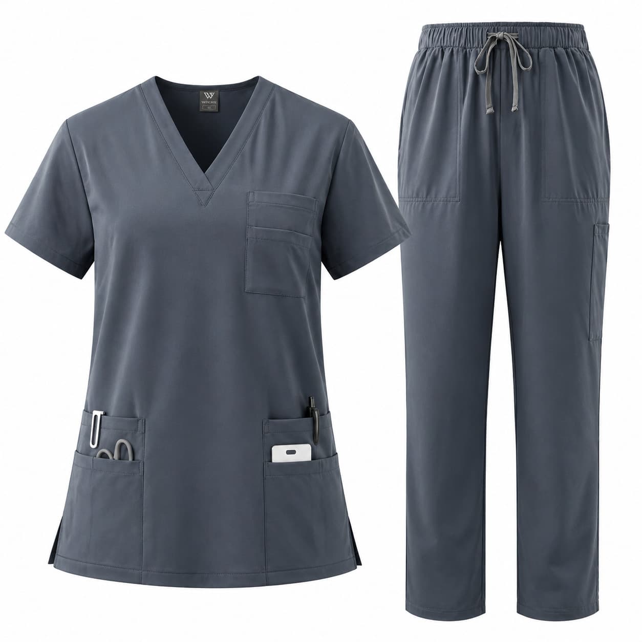 Stretch Scrub Top Short Sleeve Unisex Surgical Gown Dental Nurse Doctor Workwear Pet Hospital Medical Scrub Suit