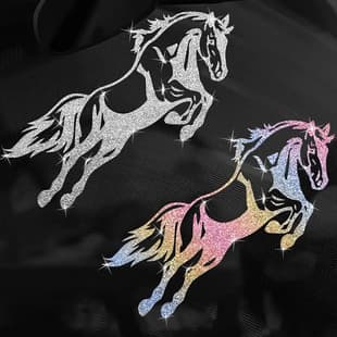 Running Horse Car Sticker Export Hot Selling Sparkle Sandblasted Horse Totem Decal Wild Horse Decorative Car Reflective Sticker