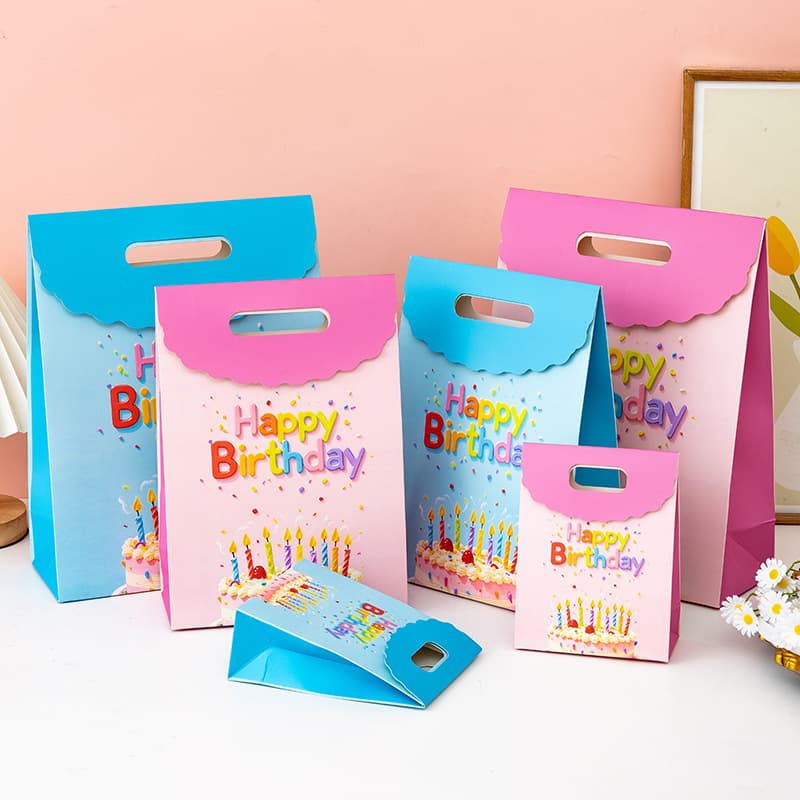 Ins-style Birthday Theme Gift Bag with Colorful Cake Candles Happy Birthday Gift Bag