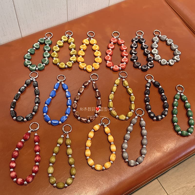 Original New Phone Strap Premium Irregular Handmade Beaded Stone Wrist Chain Anti-Theft Phone Lanyard Keychain