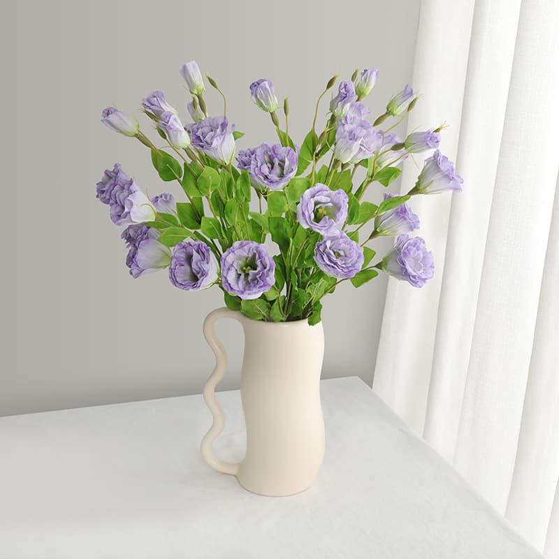 Cream Style Home Decoration Artificial Bouquet Light Luxury High-End Soft Decoration Artificial Touch 3-Head Eustoma