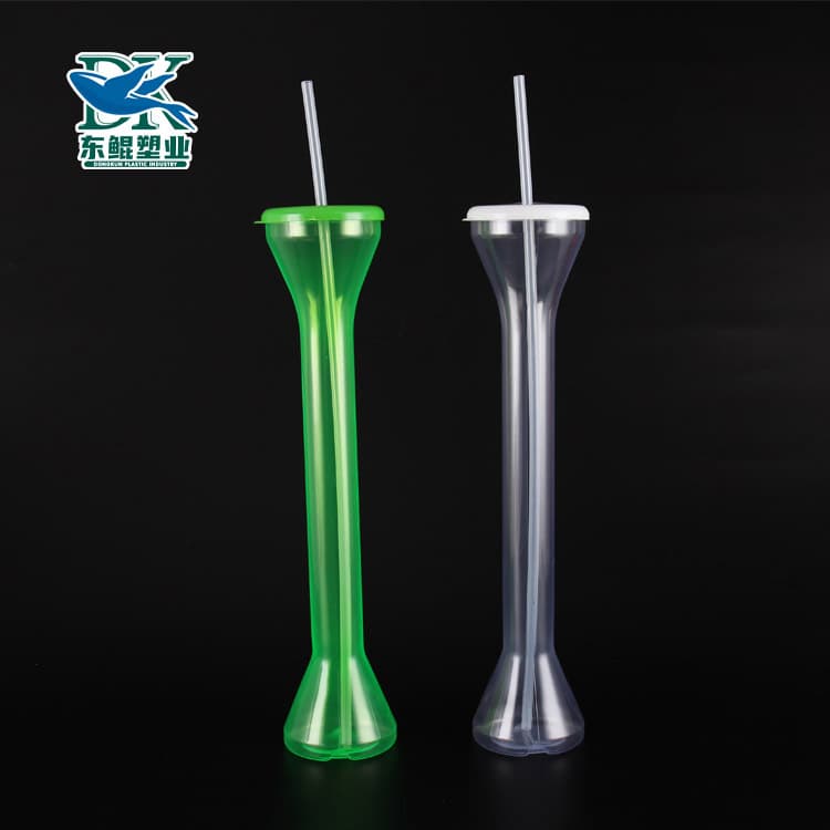Manufacturer wholesale cross-border 800ML plastic straw cup special-shaped cup long neck long neck dumbbell cup SLUSH CUP