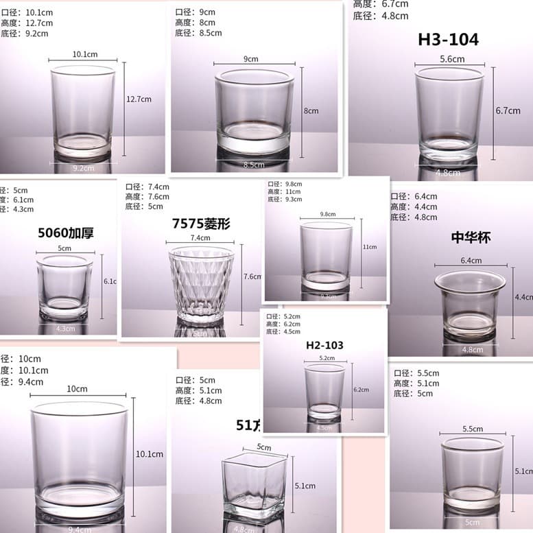 Custom Embossed Wholesale Clear Glass Candle Cups DIY Scented Candle Holders Square Round Small Candle Cups with Logo