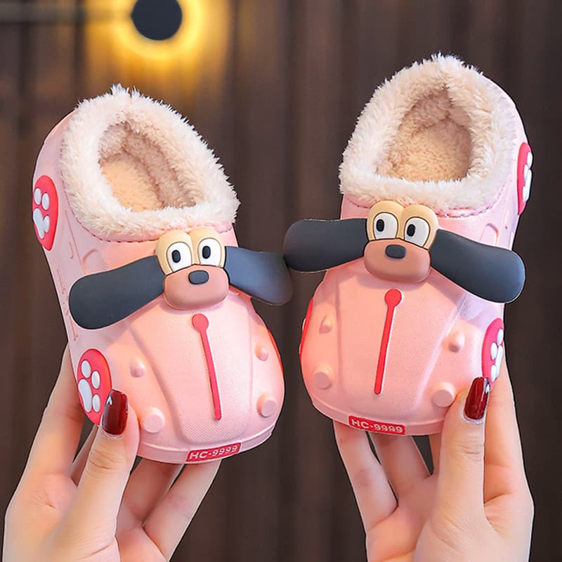 EVA Children's Cotton Slippers Waterproof Anti-Slip Car Design Thickened Soft Sole Cute Cartoon Slippers for Autumn and Winter