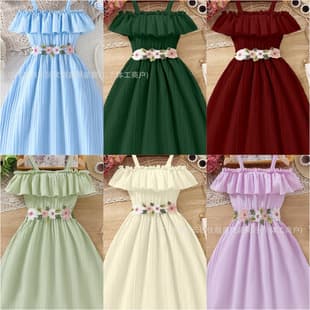 Girl Grace Off-Shoulder Dress Summer Children's Strapless Dress Children's Clothing Source