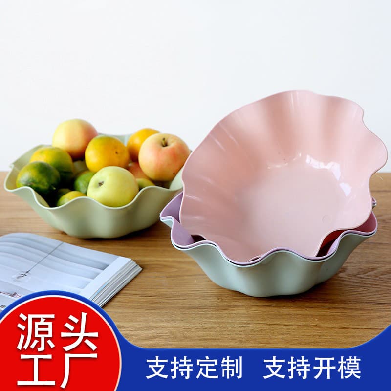Plastic Creative Dried Fruit Tray, European Style Home Use with Scalloped Edge, Office Desktop Snack and Candy Dish