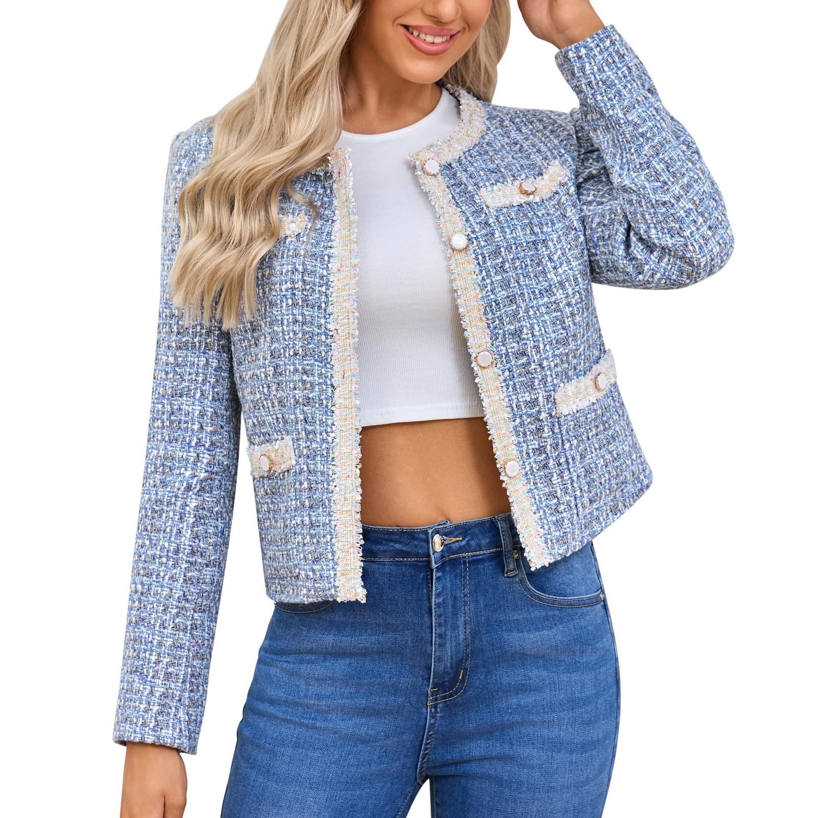 In Stock Cross-Border Women's Short French Tweed Chanel-Style Jacket