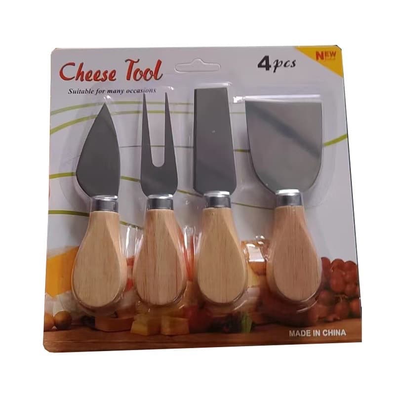 Factory Wholesale Stainless Steel Cheese Knife 4-Piece Set Butter Knife Cheese Spatula Pizza Knife Cheese Knife Set Cross-Border