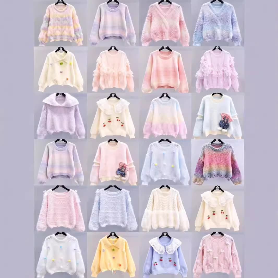 New winter knitted sweater long-sleeved women's clothing Little fairy sweet lazy style knitted sweater women's thickened