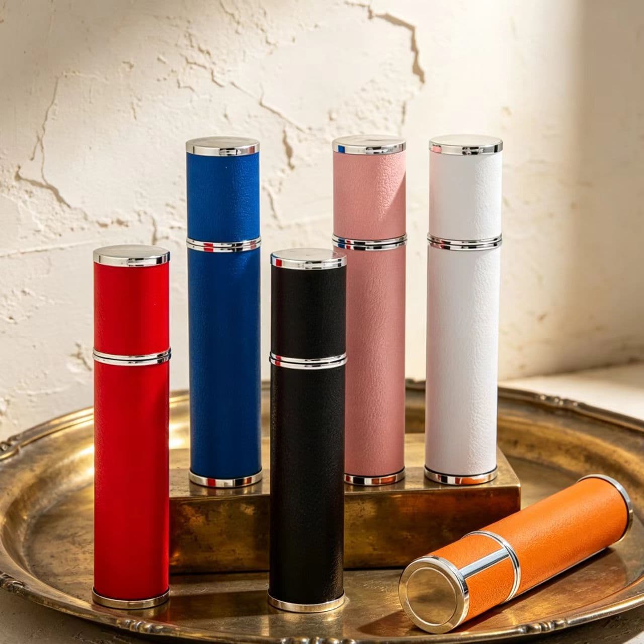 In Stock 10ML Leather Perfume Refillable Bottle Portable Sample Oral Press-Type Refillable Empty Bottle Liquid Spray Bottle