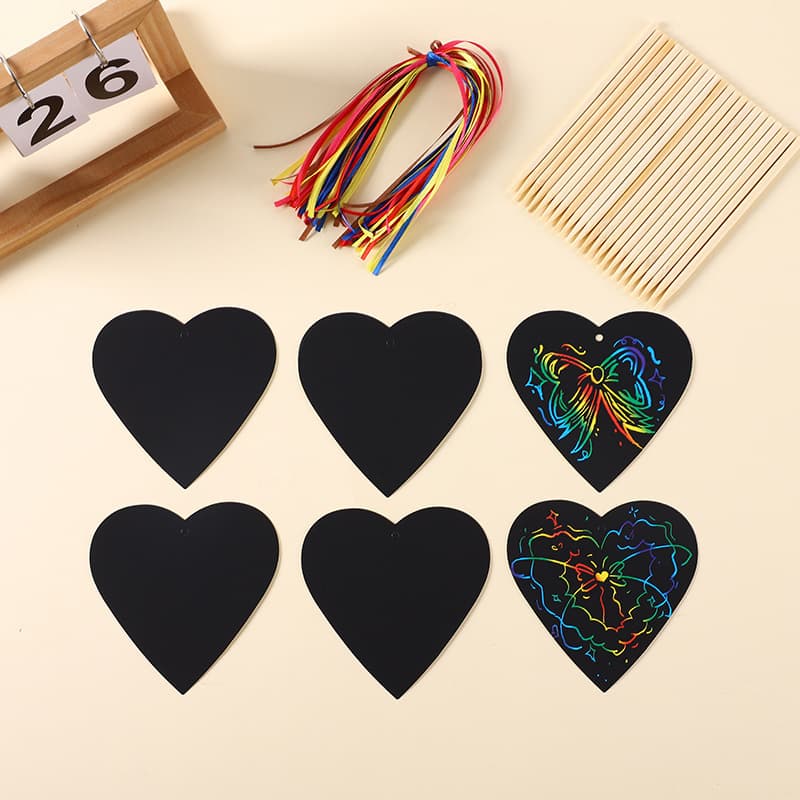 Factory direct sales of Valentine's Day scratch cards, DIY bookmarks, irregularly shaped scratch art paper, wholesale.