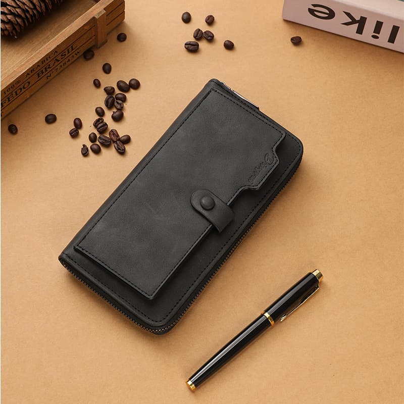 New Men's Long Wallet Vintage Multi-Card Slot Large Capacity Zipper Wallet Factory Stock