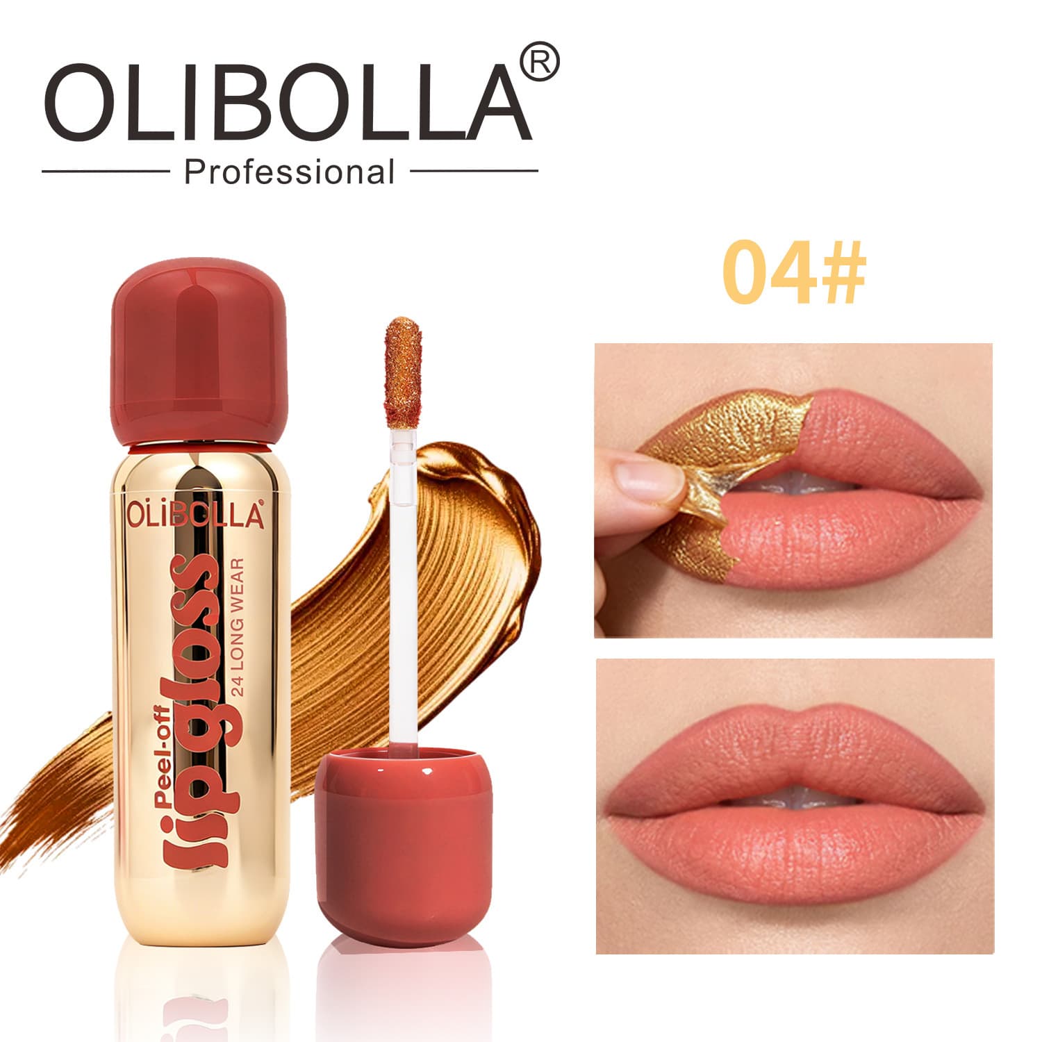 OLIBOLLA Matte Gold Peel-Off Lip Liner & Lip Gloss Waterproof Long-Lasting Gold Peel-Off Lip Mask Cross-Border Exclusive