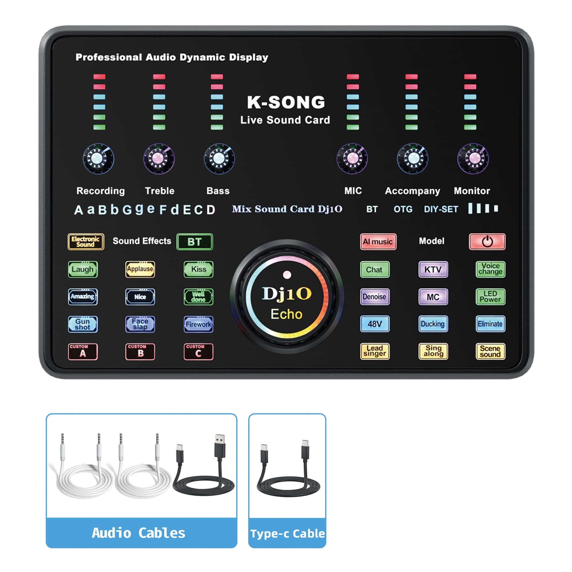 Cross-border DJ10 Sound Card Live Streaming Mobile Karaoke Microphone Condenser Wireless Microphone Sound Card Live Streaming Full Set