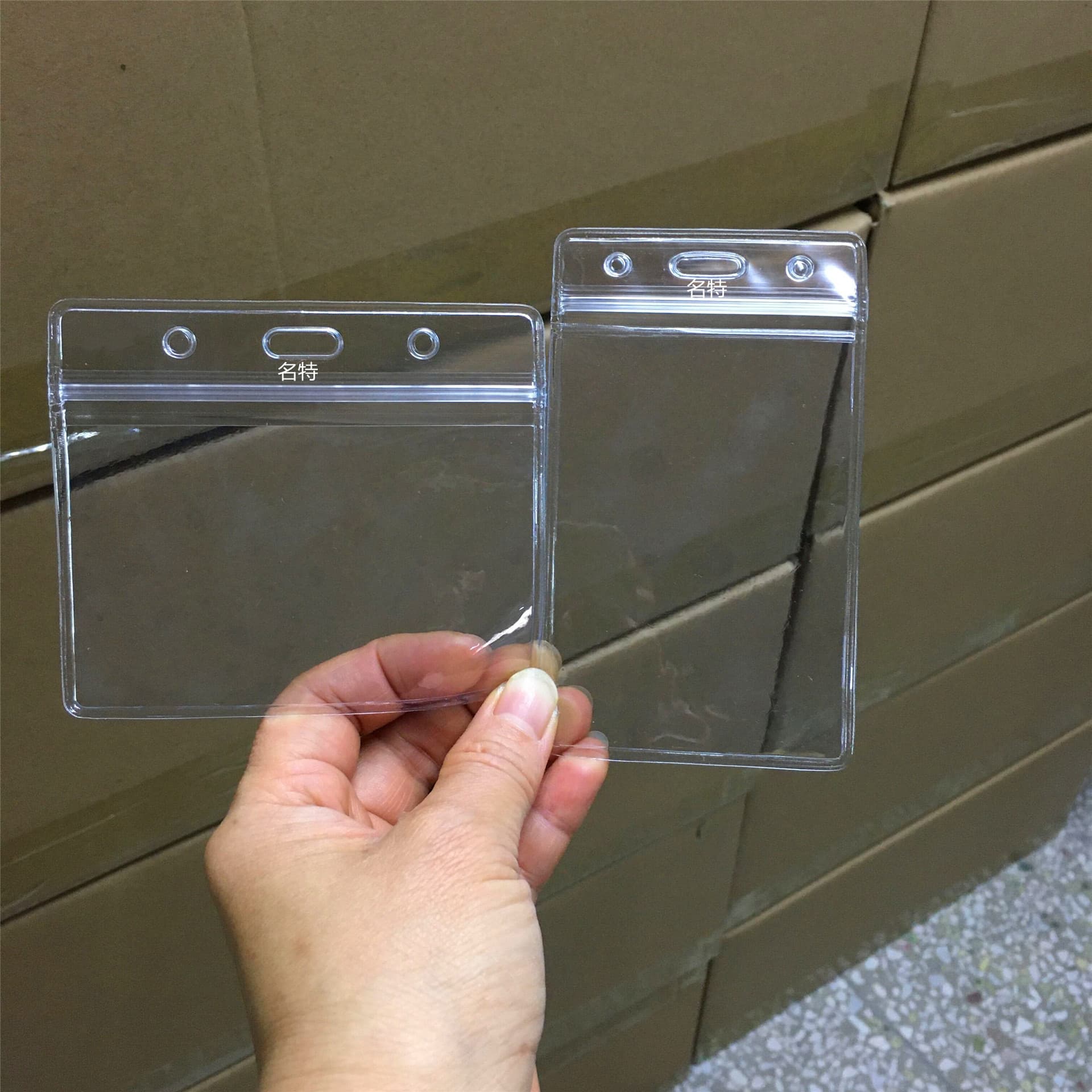Famous Brand Bulk Stock PVC ID Card Sleeves Transparent Plastic ID Card Covers Various Styles Student Card Sleeves Manufacturer