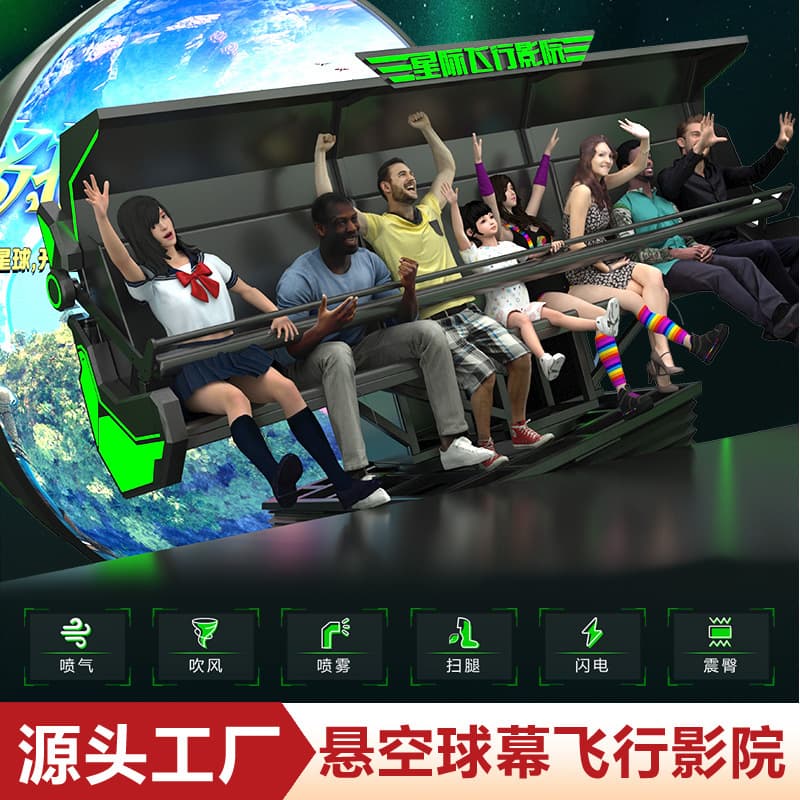 Interstellar Dome Flying Theater, Suspended 7D/9D Flying Show Scene, Commercial Shopping Mall, Amusement Equipment, 8-seat