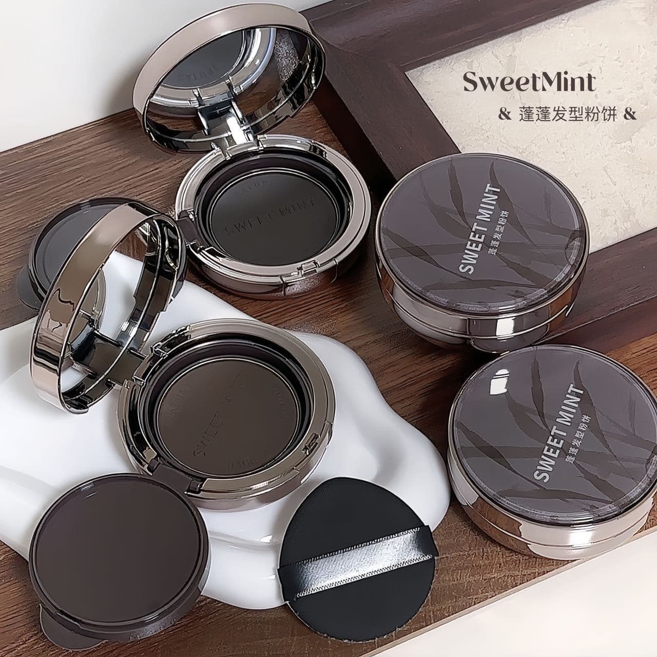 Sweetmint's Volumizing Hair Powder Foundation - Naturally voluminous hair, hairline-correcting powder, parting powder, and contouring powder.