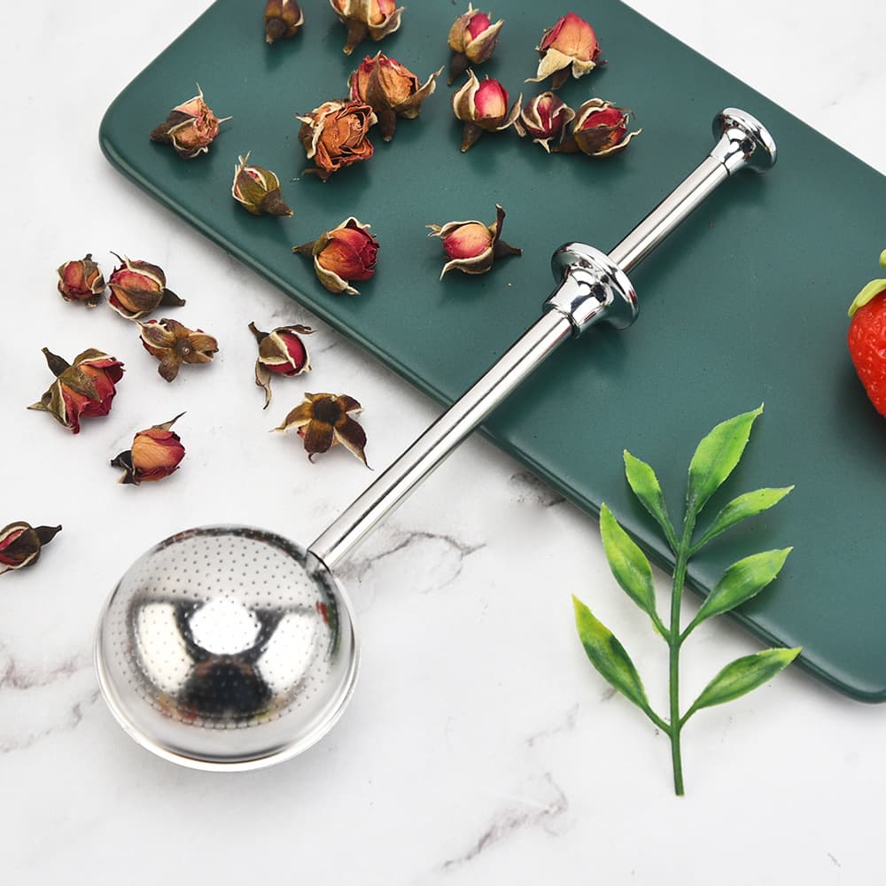 304 Stainless Steel Ball Tea Infuser, Household Press-Type Tea Strainer, Retractable Syringe Tea Ball Filter