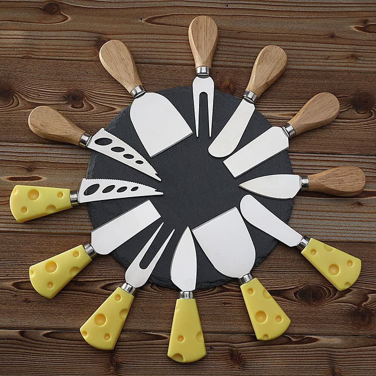 Rubber Wood Stainless Steel Cheese Knife Set Baking Tool Steak Knife Butter Spreader Cheese Pizza Knife