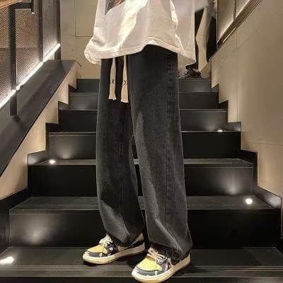Spring/Summer Men's Fashion Trend Versatile Retro Jeans, Straight-Leg Loose Wide-Leg American High Street Casual Long Pants