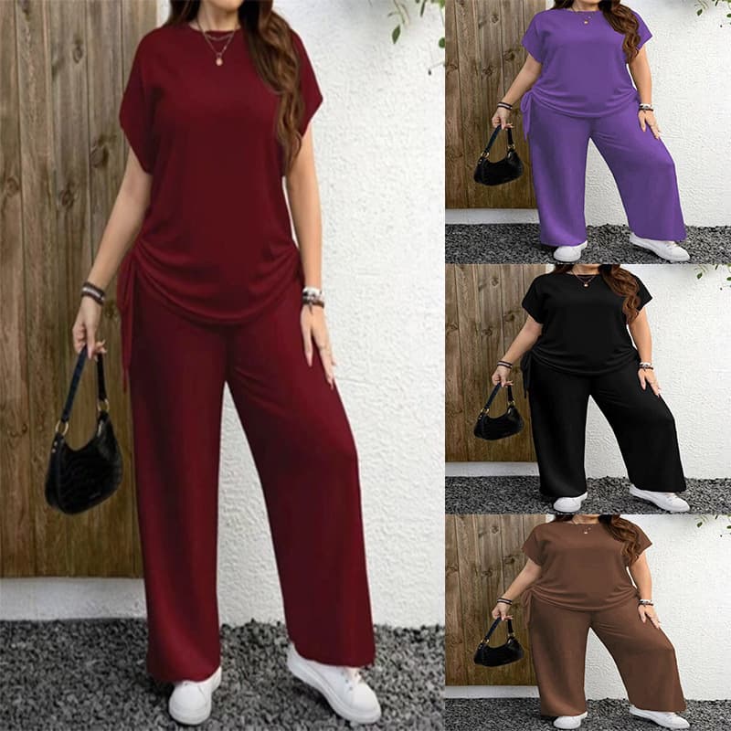 Cross-border 2026 Summer Women's Homewear Plus Size Pajama Set Comfortable Casual Simple Wearable Outdoors Versatile