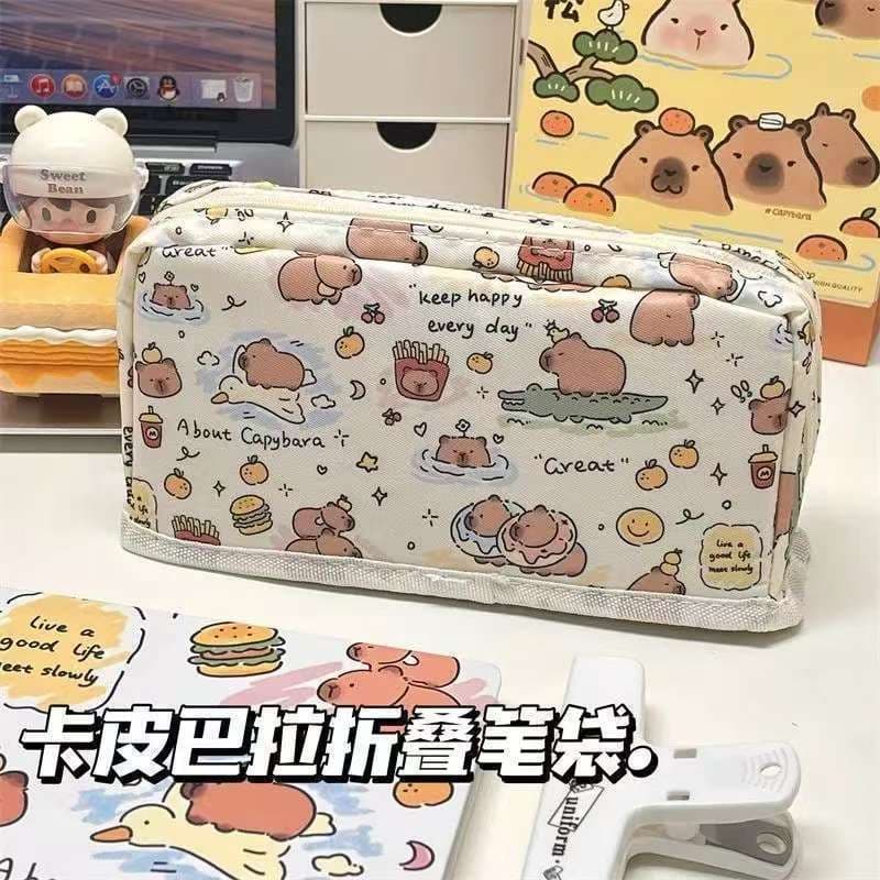 Hot-Selling Portable Pencil Case Ins Style Foldable High School Student Minimalist High Aesthetic Large Capacity Elementary Student Cartoon Gift