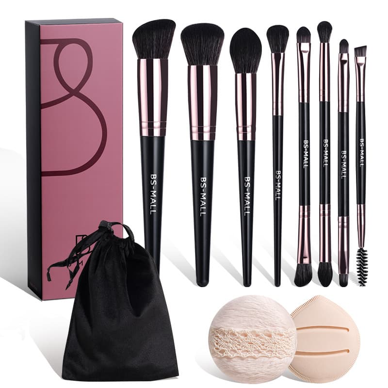 Premium Makeup Brush Set with Paper Box, Includes Powder Puff