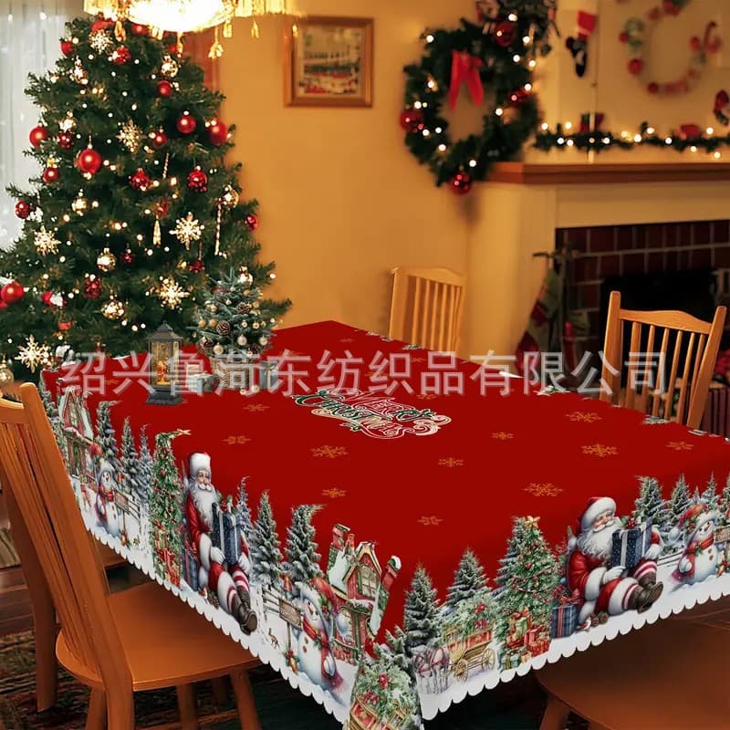 Christmas Cross-Border Round Tablecloth and Chair Cover for Home Restaurant Hotel Holiday Decoration European Style Tablecloth Amazon