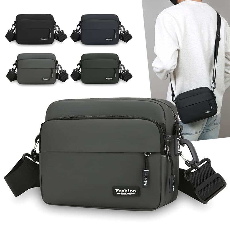 New Men's Crossbody Bag, Fashionable Casual Backpack, Simple Sling Bag, Waterproof Nylon Fabric, Horizontal Style
