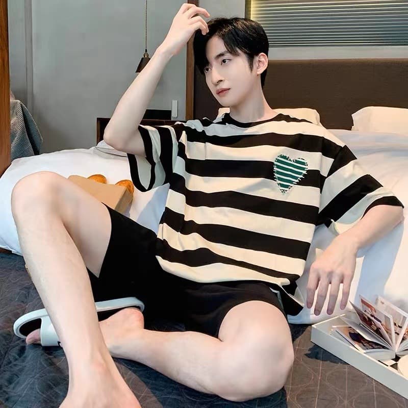 Summer Pajama Set Short Sleeve Shorts Thin Style Teen Plus Size Loose Fit Wearable Outdoors Homewear