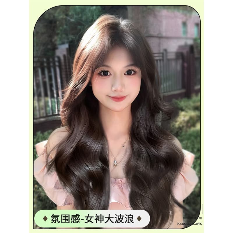 Wig Women's Full Hair Middle Part Curly Big Wave Natural Look Human Hair Daily Wear Full Xuchang Wig Cap