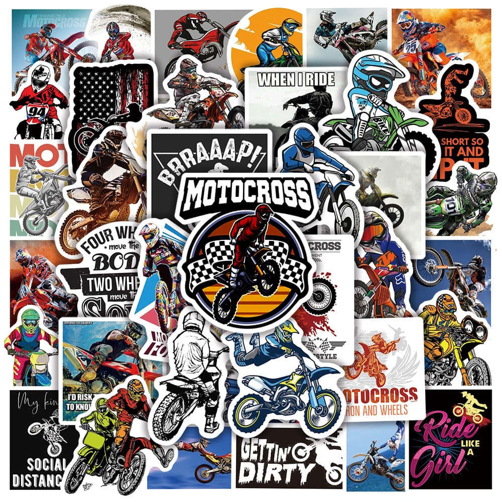 50 Dirt Bike Extreme Motorcycle Graffiti Stickers Water Cups Luggage Laptop Scooter Motorcycle