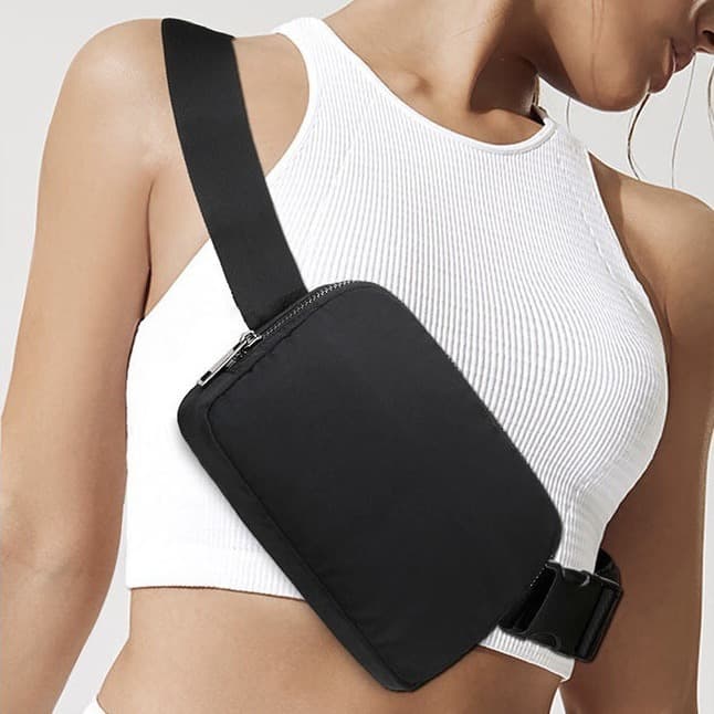 Cross-border Lulu same style nylon waist bag waterproof chest bag outdoor activity running mobile phone bag crossbody bag unisex versatile