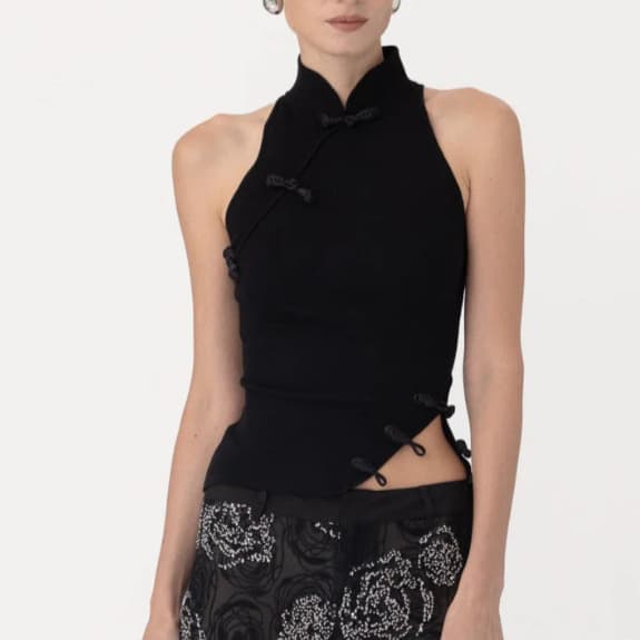 Cross-Border New Chinese-Style Buttoned Retro Summer Collection: National-Style Gentle Intellectual Temperament Cheongsam Fitted Slimming Women's Top