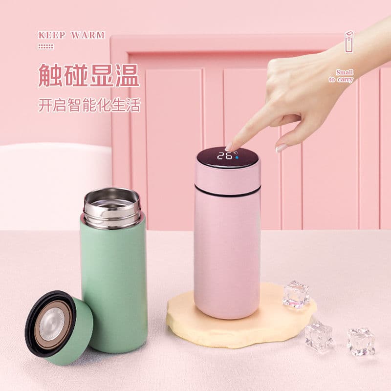 High Aesthetic Thermos Cup Unisex Portable Compact Car Tea Brewing Cup Simple Cute Student Water Cup with Engraving (Export)
