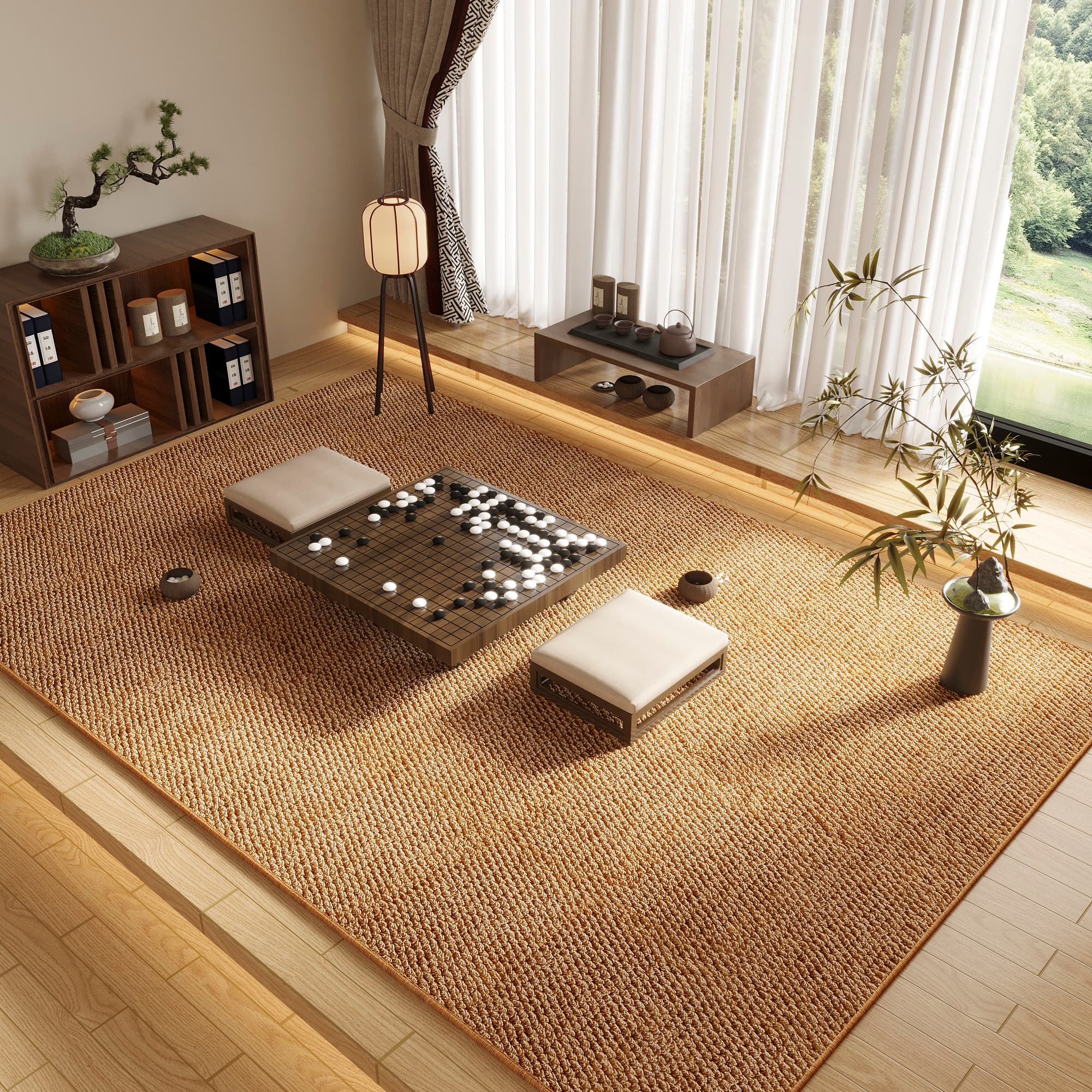 Simple Living Room Carpet, Sisal-Look Rug, Cat Scratch Resistant, Durable, Large Area Full Coverage, Sofa and Coffee Table Mat