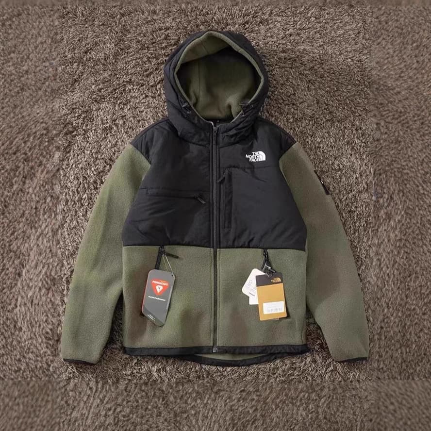 New Fall/Winter Fleece-Lined Hooded Cotton Jacket Color-Block Sporty Casual Polar Fleece Coat Japanese Street Style
