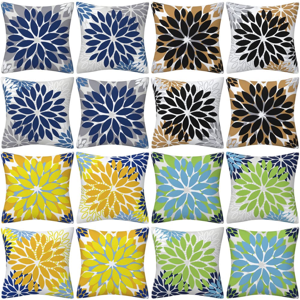 Amazon Simple Geometric Floral Cushion Home Fabric Sofa Cushion Outdoor Garden Courtyard Decorative Cushion Cover