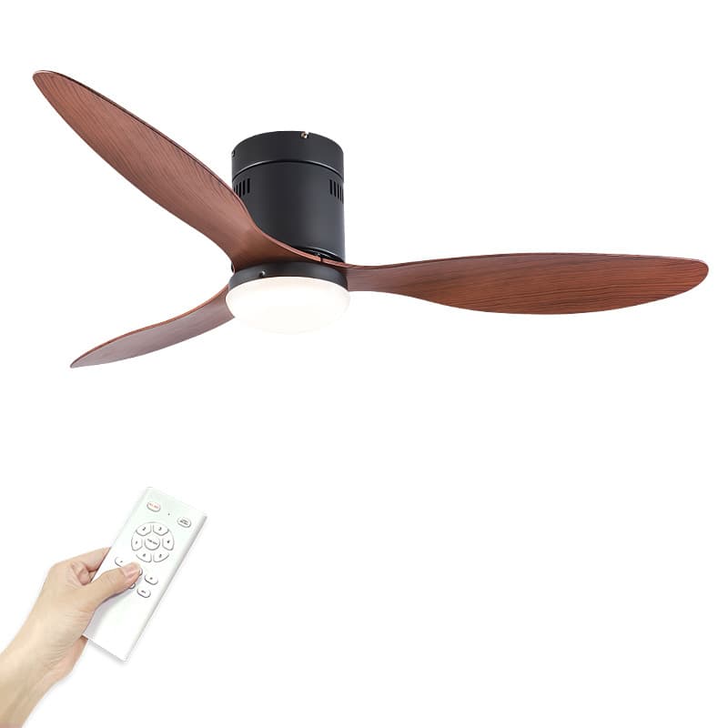 Abs Variable Frequency Remote Control Ceiling Fan Light Walnut Color Blades For Living Room Bedroom Restaurant Modern Style